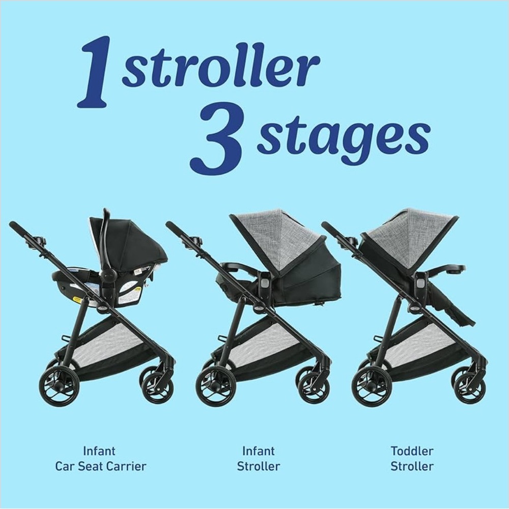 3-in-1 Black and Gray Stroller